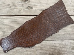 Peau de cuir de poisson tilapia marron satiné bijoux accessoire maroquinerie Cuir en Stock