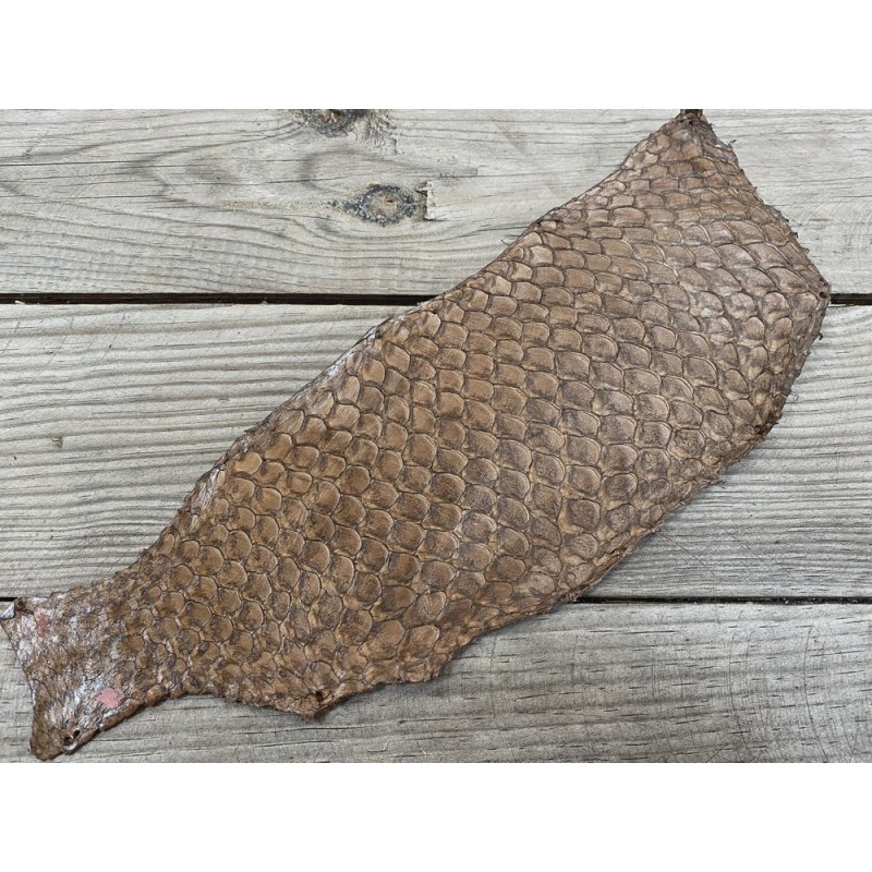 Peau de cuir de poisson tilapia brun tabac satiné Cuir en Stock