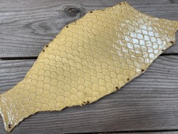 Peau de cuir de tilapia beige glossy poisson exotique bijoux maroquinerie Cuirenstock