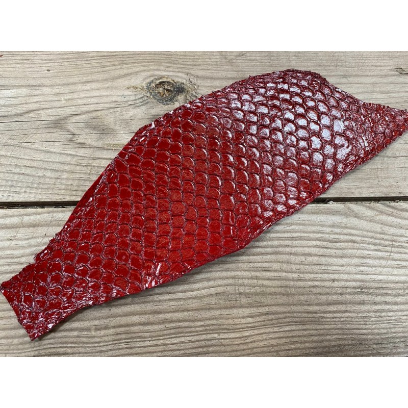 Peau de cuir de poisson tilapia rouge glossy Cuir en Stock