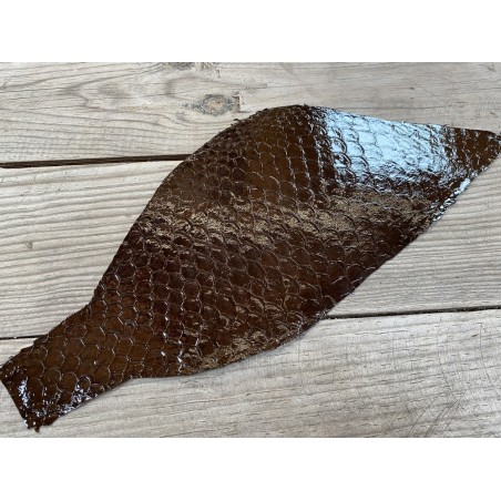 Peau de cuir de poisson tilapia brun foncé glossy cuirenstock