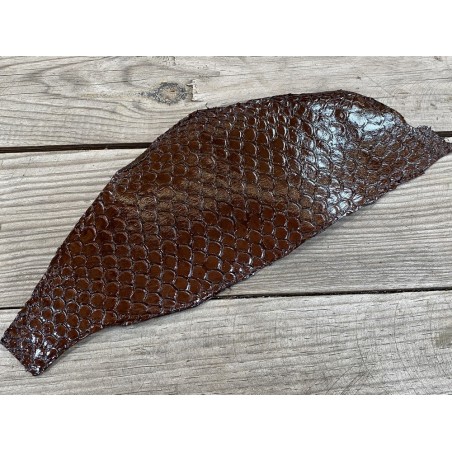 Peau de cuir de poisson tilapia marron glossy brillant accessoire bijoux maroquinerie Cuir en stock