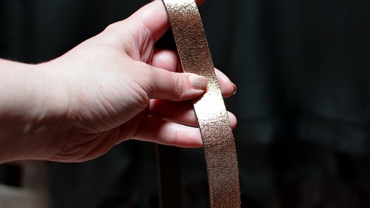 Bande lanière de cuir cuivré métallisé - Double Croupon - Cuirenstock
