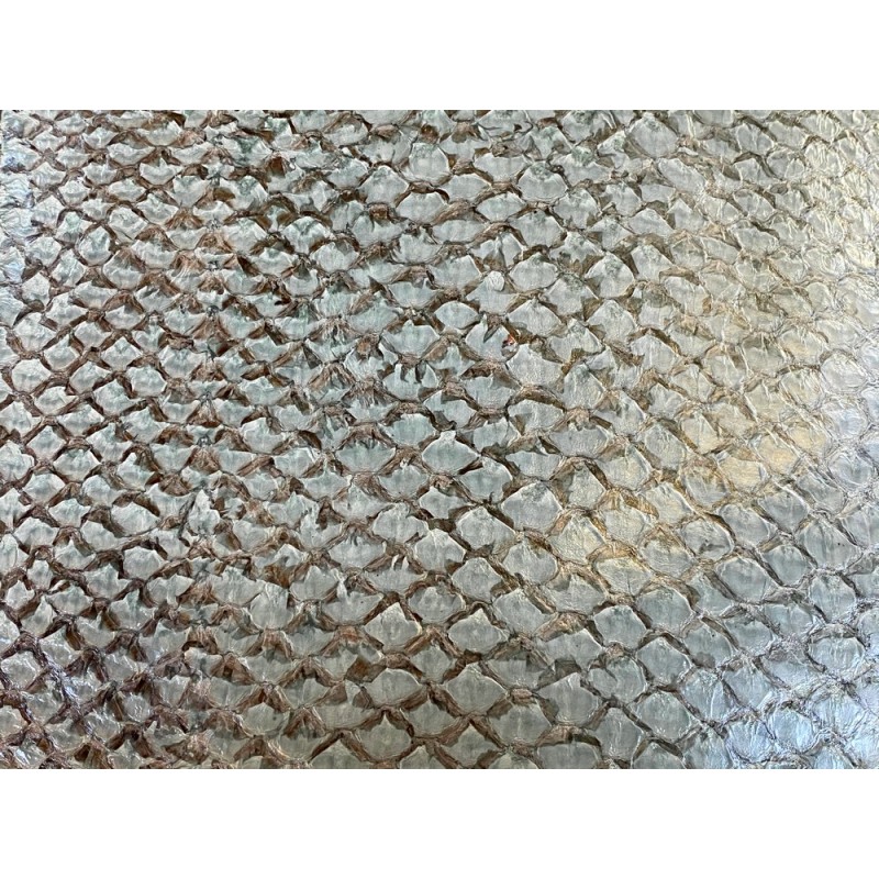 Détail écailles cuir de poisson - Perche du Nil - vert d'eau - maroquinerie bijoux - Cuir en Stock