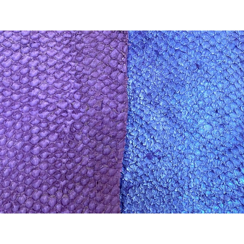 Détail écailles - cuir de poisson - peaux exotique - vente en lot - Violet rose - Cuir en Stock