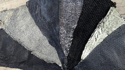 Peaux de poisson - cuir exotique - Perche du Nil - Noir - Lot - bijou accessoire maroquinerie - cuir en stock