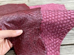 Duo - lot - peaux de poisson - Perche du Nil - camaïeu de prune - cuir exotique - bijou accessoire maroquinerie - Cuirenstock