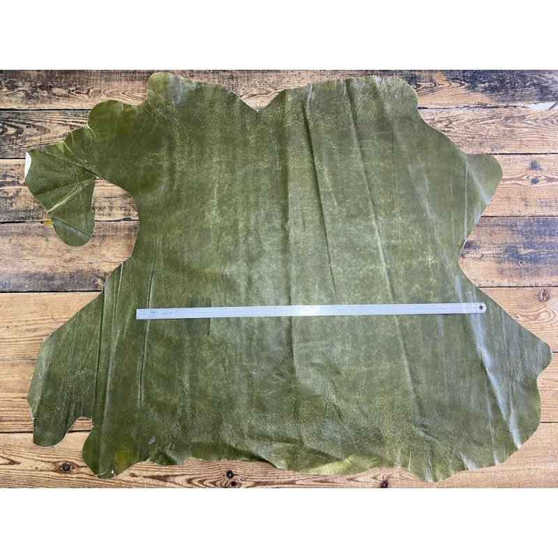 Peau de cuir de porc classique - maroquinerie - vert olive - Cuir en Stock Peau de cuir de porc classique - maroquinerie - vert olive - Cuir en Stock
