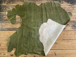 Endroit envers peau de cuir de porc classique - vert olive - maroquinerie - Cuir en Stock