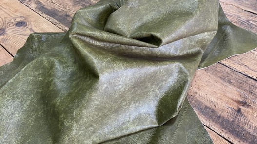 Souplesse peau de cuir de porc classique - vert olive - maroquinerie - Cuirenstock