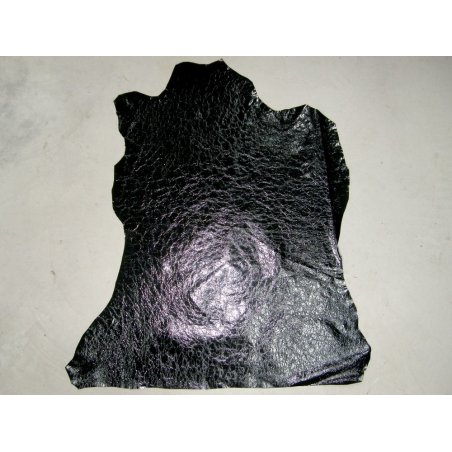 peau agneau fantaisie vernis crispé noir Cuir en Stock