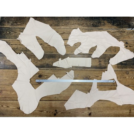 Chutes de cuir vache beige crème - souple et au kilo - Cuir en Stock