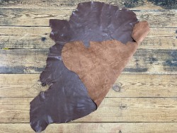 Recto verso peau de cuir de buffle marron - maroquinerie - cuir en stock