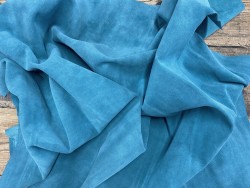 Souplesse peau de veau velours bleu vert canard - maroquinerie - ameublement - Cuirenstock