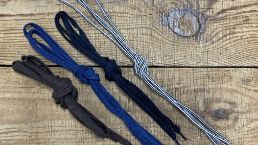 Lot de 4 paires de lacets rond et plat coton - différent coloris - bonnes affaires - cuir en stock