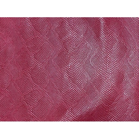 Peau de cuir de veau grain façon serpent - rose framboise - maroquinerie - cuir en stock