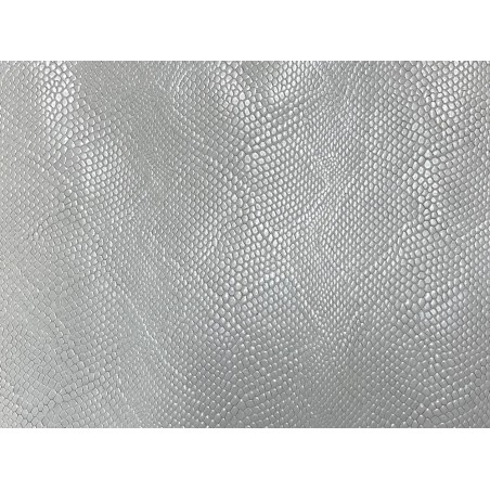 Détail peau de cuir de veau grain façon serpent - blanc - maroquinerie - cuir en stock