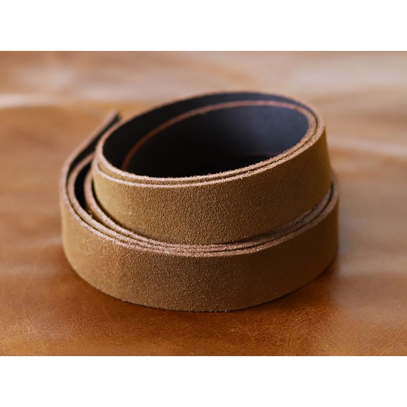 Bande de cuir souple double croupon velours brun tabac - Cuir en Stock Bande de cuir souple double croupon velours brun tabac - Cuir en Stock