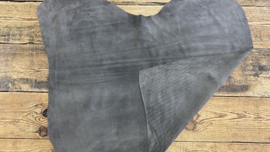 Recto verso peau de veau velours gris - maroquinerie - vêtement - ameublement - cuir en stock