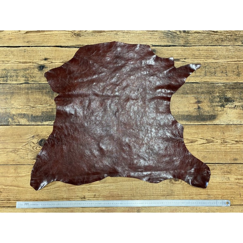 Peau de cuir de buffle brun rouge - maroquinerie - Cuir en Stock