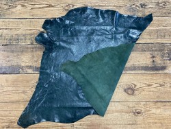 Recto verso peau de cuir de buffle vert forêt - maroquinerie - cuir en stock