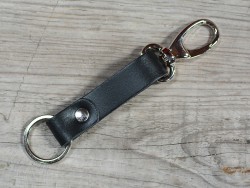 Porte clés en cuir noir - mousqueton - Cuir en Stock