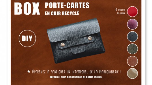 Idée cadeau maroquinerie - Box tutoriel porte-cartes en cuir recyclé - Upcycling cuirenstock