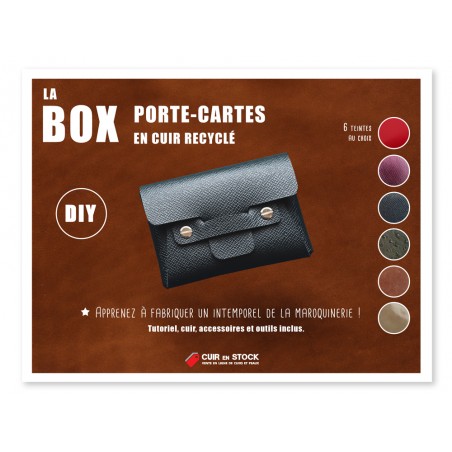 Idée cadeau maroquinerie - Box tutoriel porte-cartes en cuir recyclé - Upcycling cuirenstock