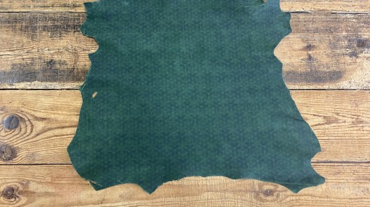Peau de chèvre velours vert à motif géométrique - maroquinerie - Cuir en Stock
