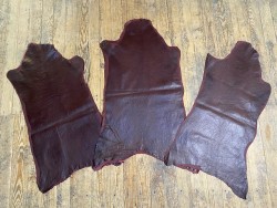 Lot de 3 peaux de cuir stretch identiques - bordeaux - Cuir en stock