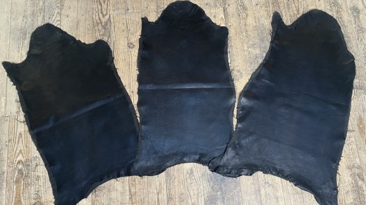 Lot de 3 peaux de cuir stretch identiques - noir - Cuir en stock