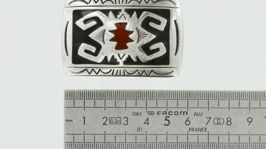 Boucle de ceinture à griffe - motif ethnique émaillé - Cuirenstock