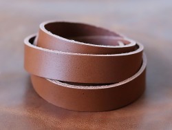 Bande lanière de cuir double croupon brun caramel - Découpe sur-mesure - Cuir en Stock