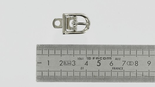 Petite boucle de ceinture avec chape nickelé 10 mm cuir en stock