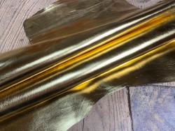 Peau de cuir de chèvre métallisé gold - maroquinerie - Cuir en Stock