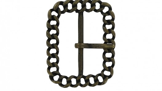Boucle de ceinture façon chaine de gourmette bronze 30mm - Cuir en Stock