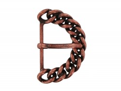 Boucle de ceinture demi lune façon chaine de gourmette cuivre 25mm - Cuir en Stock
