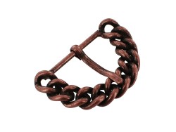 Boucle de ceinture demi lune façon chaine de gourmette cuivre 25mm - Cuir en stock