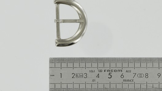 Boucle de ceinture demi lune nickelé 25 mm - bouclerie - accessoire - cuir en stock