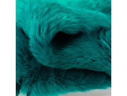 Peau de lapin en fourrure - poil bleu turquoise - Cuir en Stock