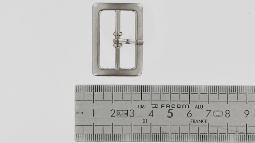 Boucle de ceinture rectangulaire nickelé satiné 30 mm cuir en stock