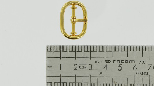 Boucle de ceinture ovale double axe doré 15 mm - cuir en stock