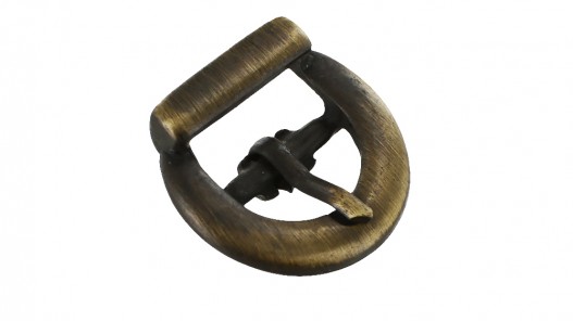 Petite boucle de ceinture ronde laiton vieilli 15 mm - double axe - Cuir en stock