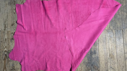 Peau porc velours - rose - maroquinerie - vêtement - cuir en stock