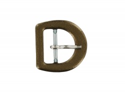 Boucle de ceinture demi ronde gainée en cuir bronze 20 mm - Cuir en Stock
