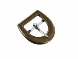Boucle de ceinture demi ronde gainée en cuir bronze 20 mm - Cuir en stock