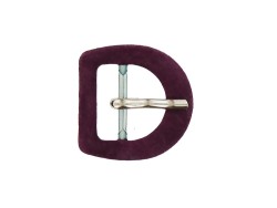 Boucle de ceinture demi ronde gainée en velours prune 20 mm - Cuir en Stock