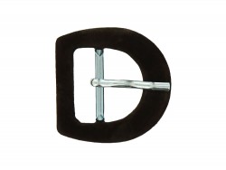 Boucle de ceinture demi ronde gainée en velours brun 25 mm - Cuir en Stock