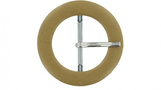 Boucle de ceinture ronde gainée en cuir beige 30 mm - Cuir en Stock