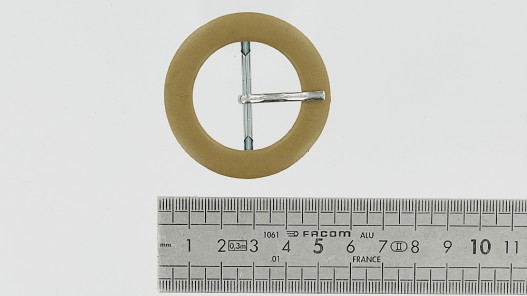 Boucle de ceinture ronde gainée en cuir beige 30 mm - cuir en stock